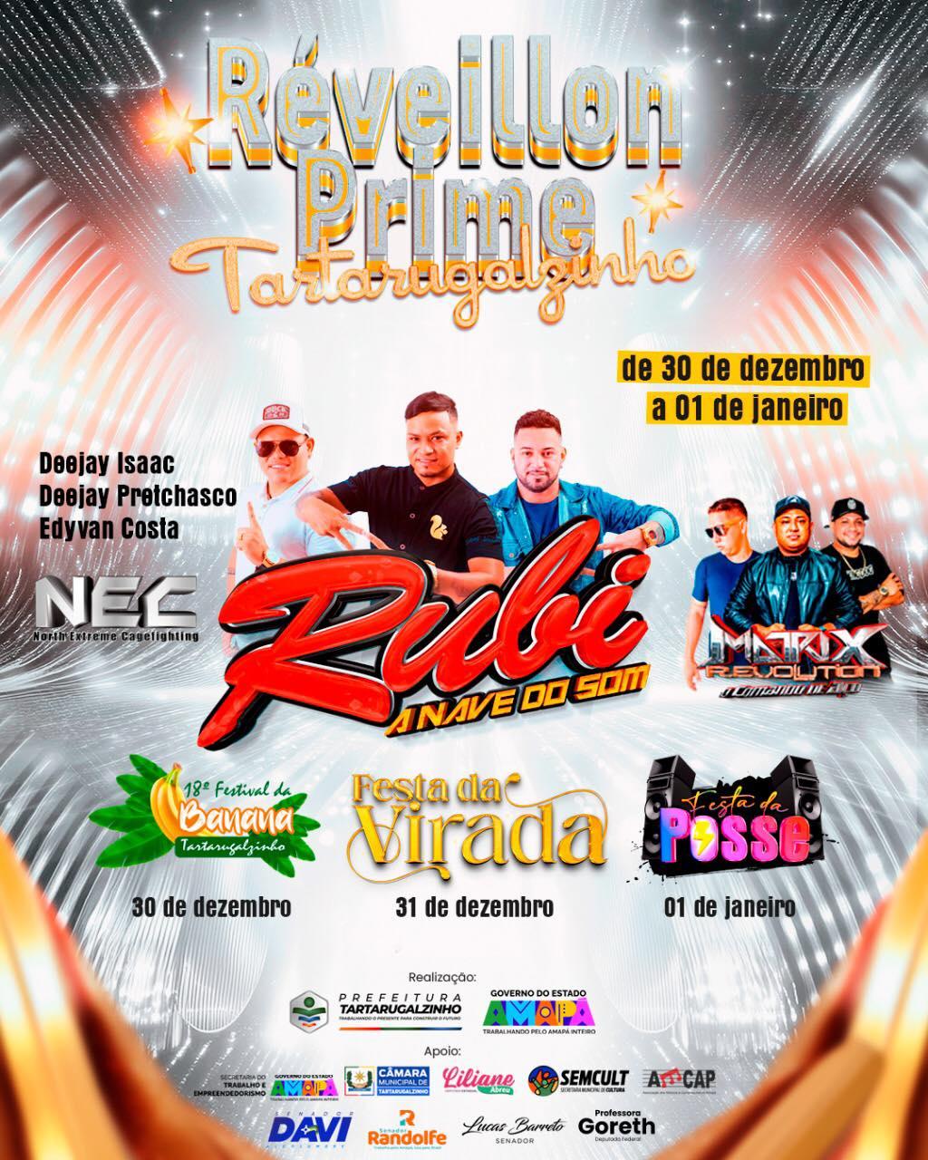 Réveillon de Tartarugalzinho promete agitar a virada do ano com grandes atrações