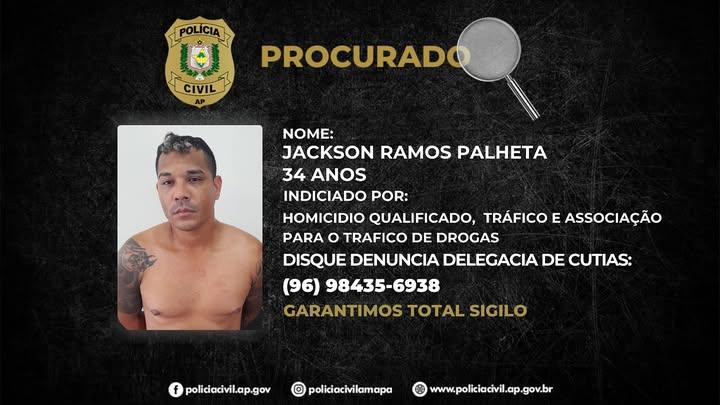 Procura-se: Jackson Ramos Palheta, suspeito de homicídio qualificado em Cutias