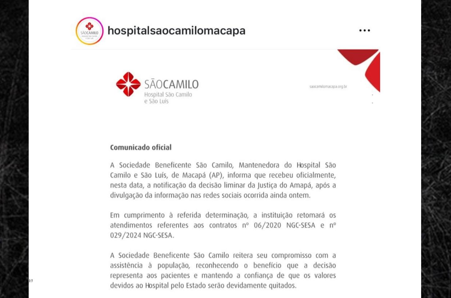 Hospital São Camilo anuncia retorno dos atendimentos após decisão judicial