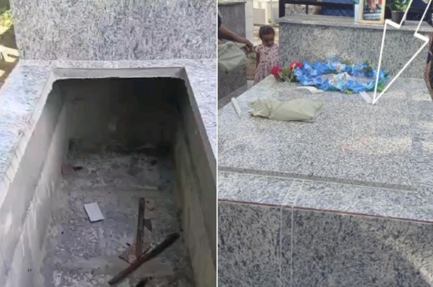 Vídeo expõe furto de mármore de túmulos no Cemitério São José