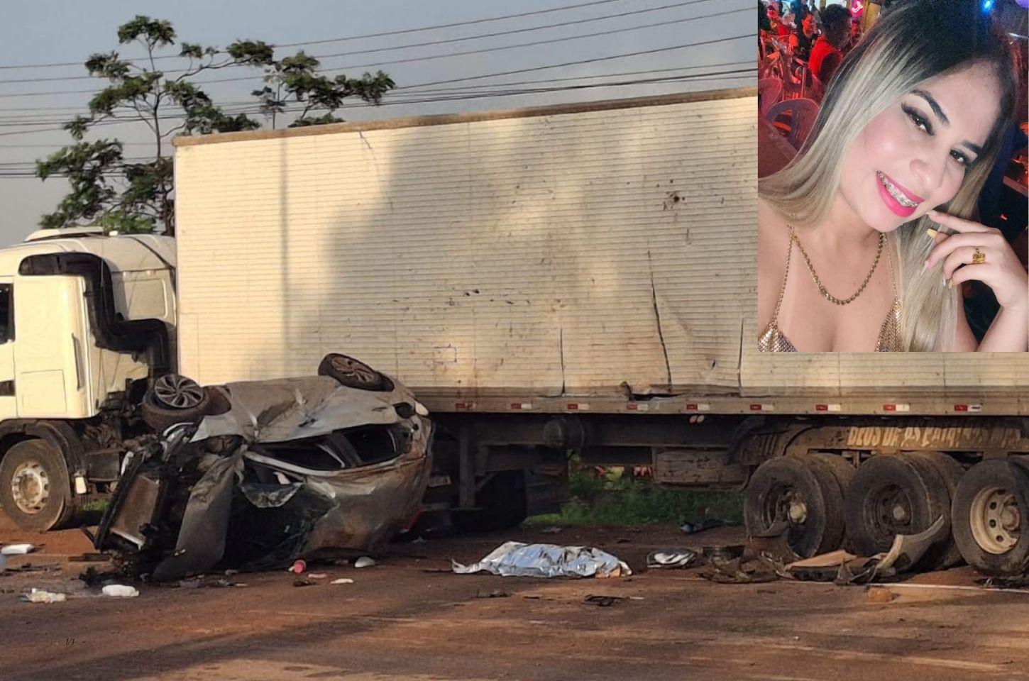 Mulher morre após perder controle, capotar e atingir carreta na Duca Serra