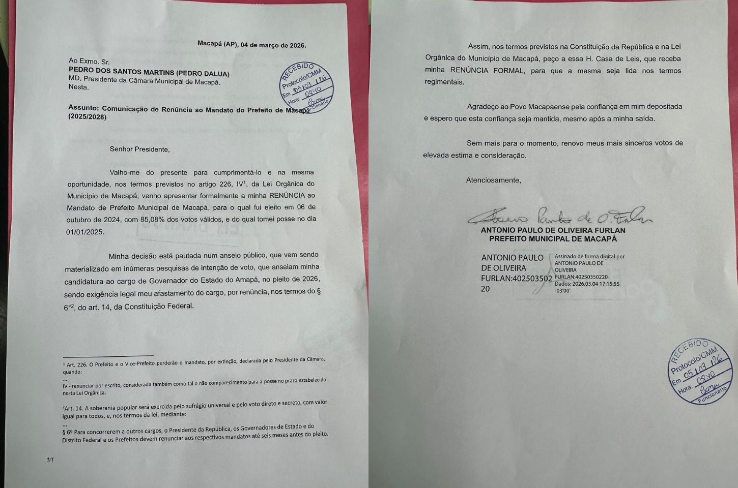 Prefeito de Macapá renuncia um dia depois da operação da Polícia Federal