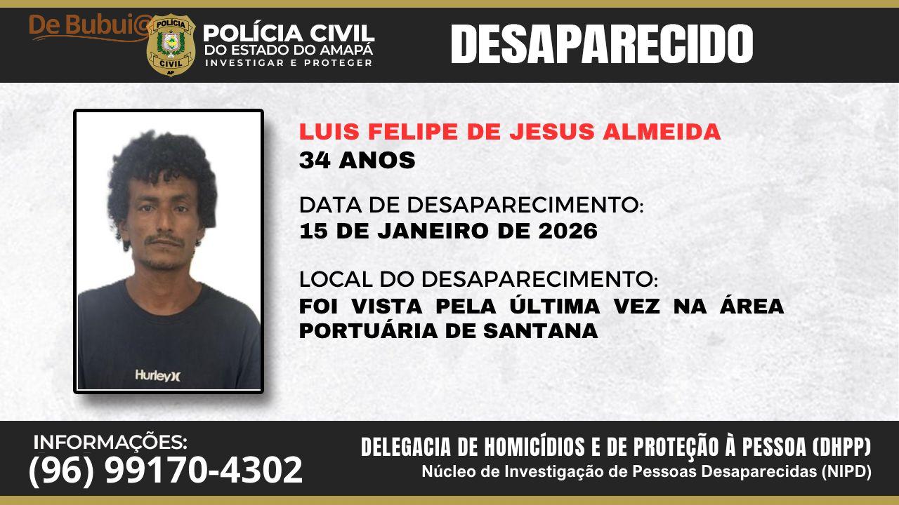 Desaparecimento em Santana: polícia pede ajuda para localizar homem de 34 anos