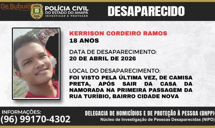 Desaparecimento de jovem após visita à namorada intriga polícia em Macapá